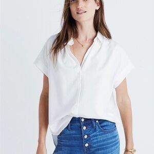 Madewell Womens Central Shirt Button Down Top in Pure White